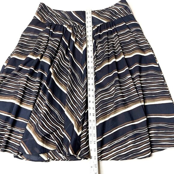 Talbots Flare Short Skirt Women’s Size 14 Brown Black Stripes Lined Lightweight - Picture 7 of 8
